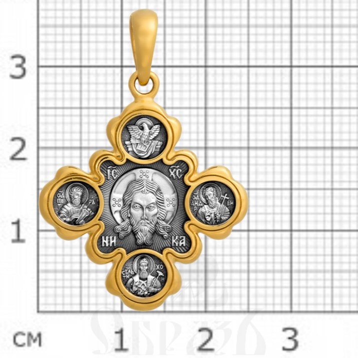 крест «спас нерукотворный. казанская икона божией матери», серебро 925 проба с золочением (арт. 101.001)