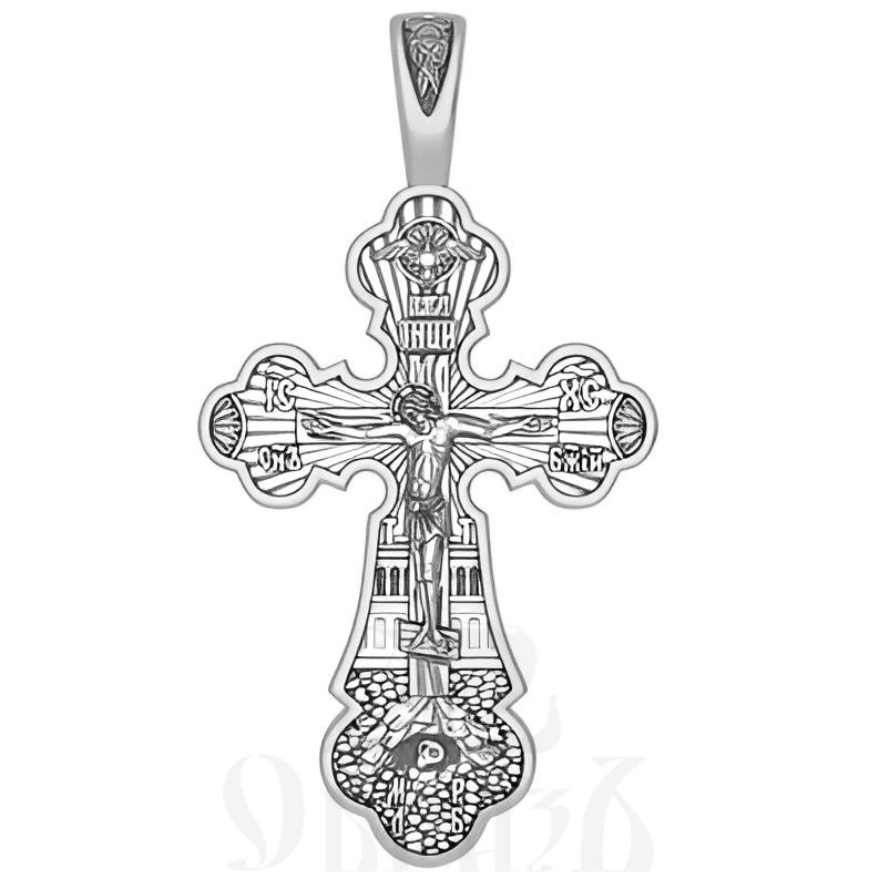 крест трилистниковый «покров божией матери», серебро 925 проба с платинированием (арт. 17.072р)