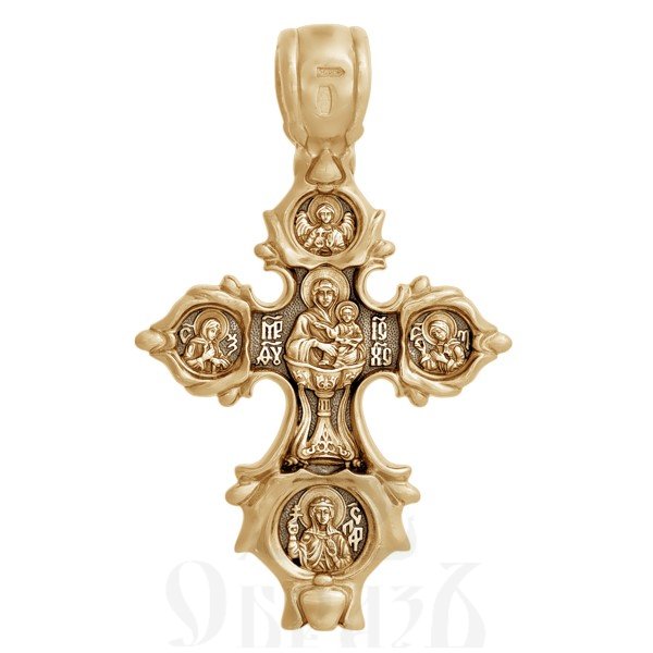 крест «распятие. икона божией матери «живоносный источник», золото 585 проба желтое (арт. 201.249)
